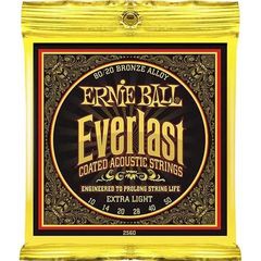 Струны для акустической гитары Ernie Ball 2560 Everlast Coated 80/20 Bronze Extra Light 10-50