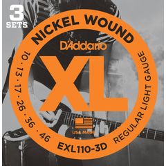3 комплекта струн для электрогитары D'Addario EXL110-3D
