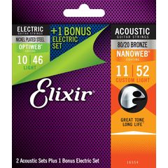 Струны для акустической и электрогитары Elixir 16554 11-52/10-46 Bonus Set (2 + 1)
