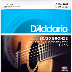 Струны для 12-струнной акустической гитары D'Addario EJ36 Light 10-47