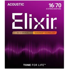 Струны для акустической гитары Elixir 11308 16-70 8-String Baritone