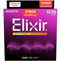 Струны для акустической гитары Elixir 16546 13-56 Bonus Set