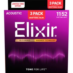 Струны для акустической гитары Elixir 16564 11-52 Bonus Set