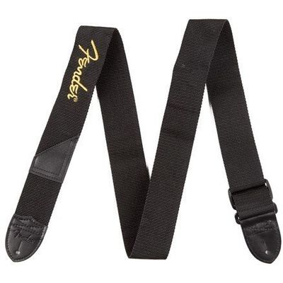 Ремень гитарный Fender 2" Black Poly Strap w/ Yellow Fender Logo
