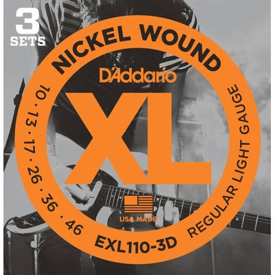 3 комплекта струн для электрогитары D'Addario EXL110-3D