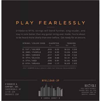 Струны для электрогитары D’Addario NYXL1046-3P 10-46, изображение 2