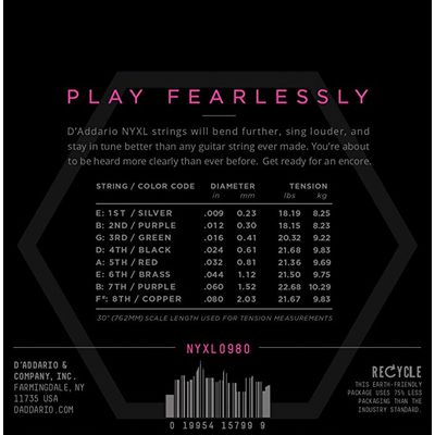 Струны для электрогитары D’Addario NYXL0980 9-80, изображение 2