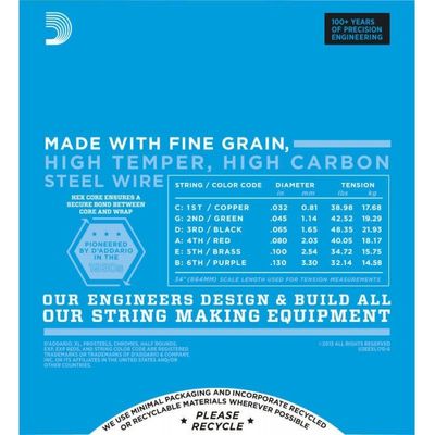 Струны для бас-гитары D’Addario EXL170-6 32-130, изображение 2