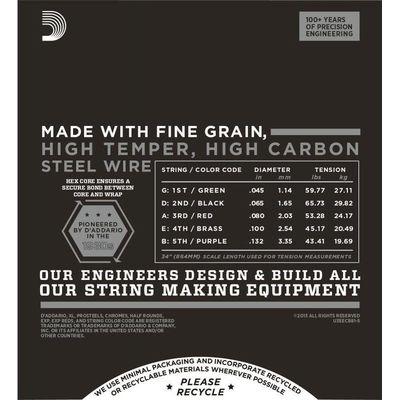 Струны для бас-гитары D’Addario ECB81-5 45-132, изображение 2