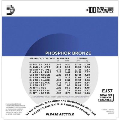 Струны для 12-струнной акустической гитары D’Addario EJ37 12-54, изображение 2