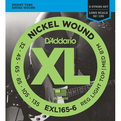 Струны для бас-гитары D’Addario EXL165-6 32-135