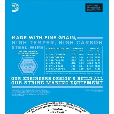 Струны для бас-гитары D’Addario EXL165-6 32-135, изображение 2