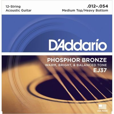 Струны для 12-струнной акустической гитары D’Addario EJ37 12-54