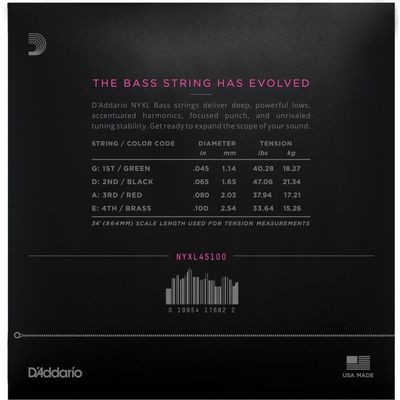 Струны для бас-гитары D’Addario NYXL45100 45-100, изображение 2