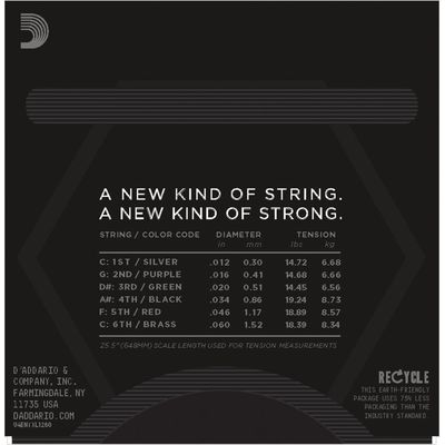 Струны для электрогитары D’Addario NYXL1260 12-60, изображение 2
