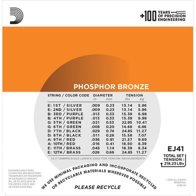 Струны для 12-струнной акустической гитары D’Addario EJ41 09-45, изображение 2