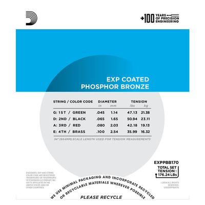 Струны для бас-гитары D’Addario EXPPBB170 45-100, изображение 2