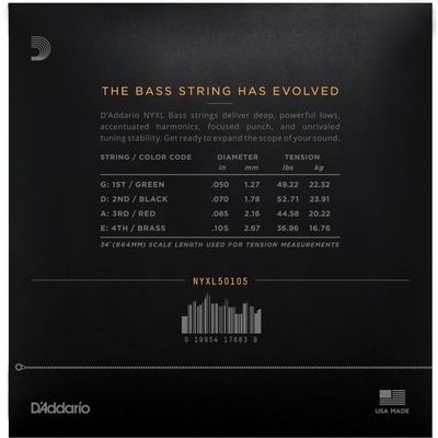 Струны для бас-гитары D’Addario NYXL50105 50-105, изображение 2