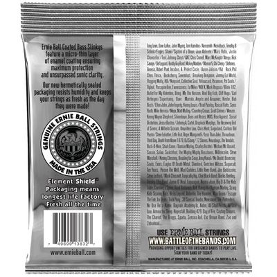 Струны для бас-гитары Ernie Ball 3832 Coated Bass Regular Slinky 50-105, изображение 2