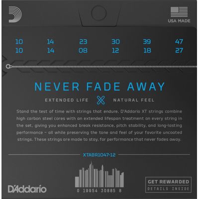 Струны для 12-ти струнной гитары D'Addario XTABR1047-12 10-47, изображение 2