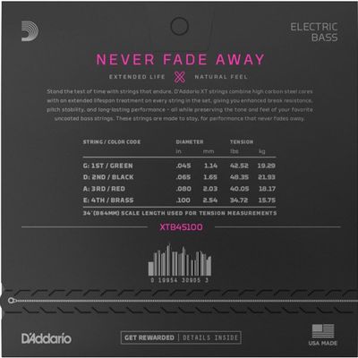 Струны для бас-гитары D'Addario XTB45100 45-100, изображение 2