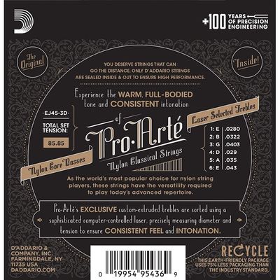 3 комплекта струн для классической гитары D’Addario EJ45-3D, изображение 2