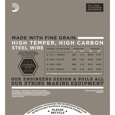 Струны для бас-гитары D'Addario ENR71S Half Rounds 45-100, изображение 2