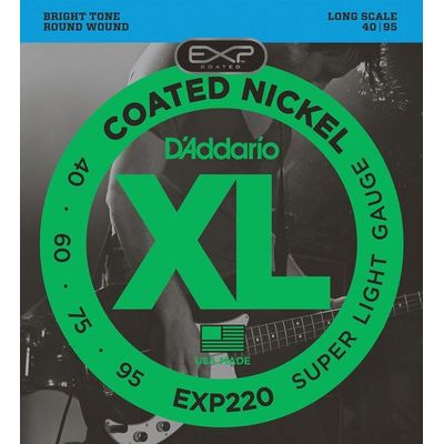 Струны для бас-гитары D'Addario EXP220 Coated Nickel 40-95
