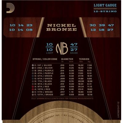 Струны для акустической гитары D'addario NB1047-12, изображение 2