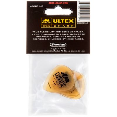 Набор медиаторов Dunlop 433P1.0 Ultex Sharp 1.0, изображение 2