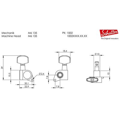 Колок Schaller M6 135 10020271.01.55 Правый, изображение 2