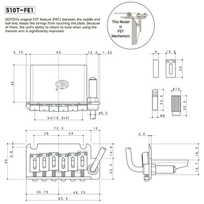 Бридж тремоло Gotoh 510T-FE1 C, изображение 2