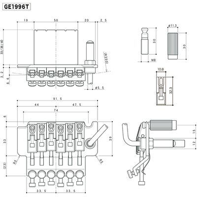 Бридж тремоло Gotoh GE1996T-C 40, изображение 2