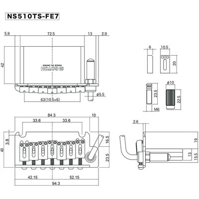 Бридж тремоло Gotoh NS510TS-FE7 B, изображение 2