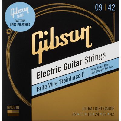 Струны для электрогитары Gibson SEG-BWR9 Brite Wire Reinforced Ultra-Light 9-42