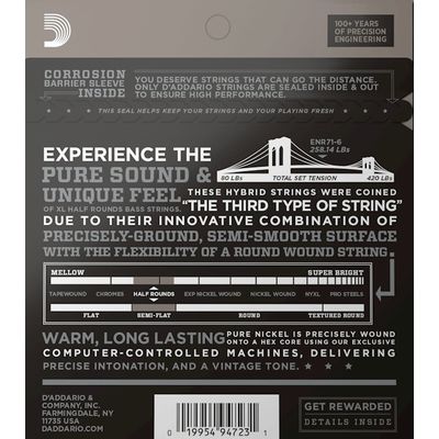Струны для бас-гитары D'Addario ENR71-6 30-130, изображение 2