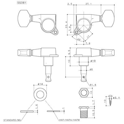Колки Gotoh SG381-20-C HAPM 3+3, изображение 2