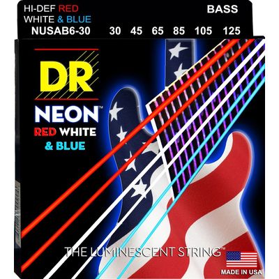 Струны для бас-гитары DR Neon NUSAB6-30 30-125