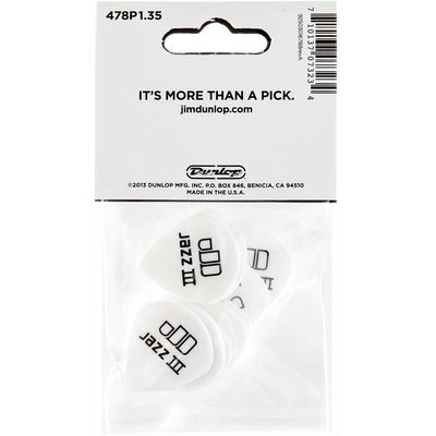 Набор медиаторов Dunlop 478P1.35 Tortex White Jazz III