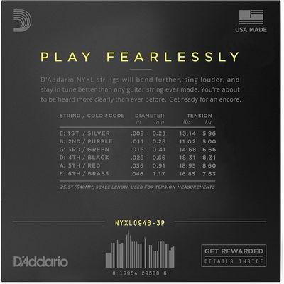 Струны для электрогитары D'Addario NYXL0946-3P 09-46, изображение 3