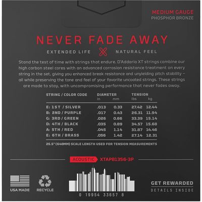 Струны для акустической гитары D'Addario XTAPB1356-3P 13-56, изображение 3