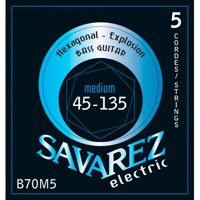 Струны для бас-гитары Savarez B70M5 Hexagonal Explosion 45-135