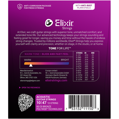 Струны для 12-ти струнной гитары Elixir 11150 10-47, изображение 2
