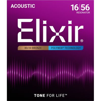 Струны для резонаторной гитары Elixir 11125 16-56