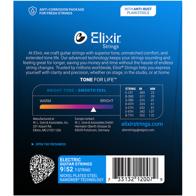 Струны для электрогитары Elixir 12007 9-52 7-String, изображение 2
