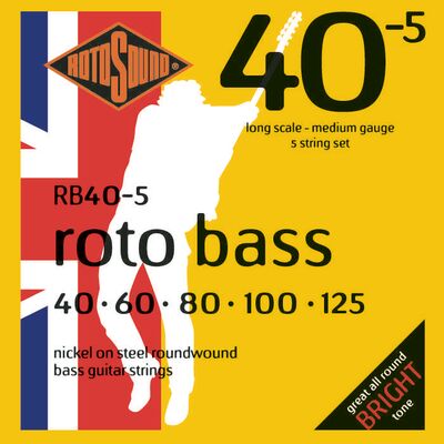 Струны для бас-гитары Rotosound RB40-5 Bass Strings Nickel